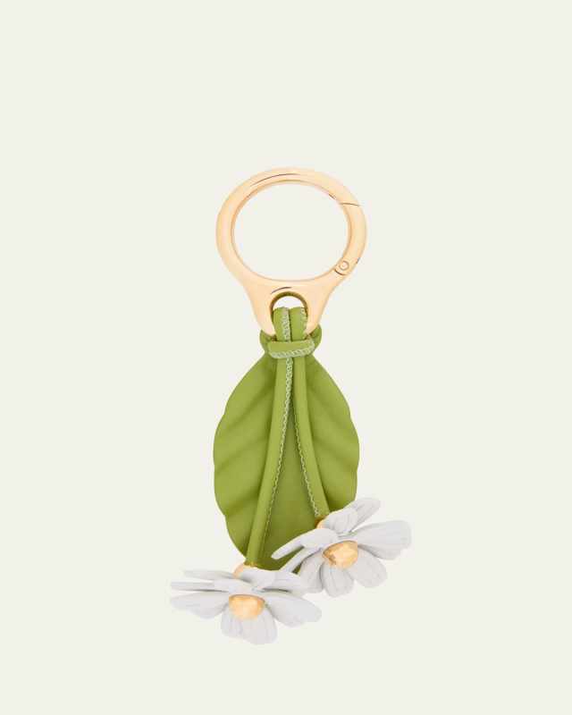 Chamomile Flower Bag Charm in Calfskin Leather